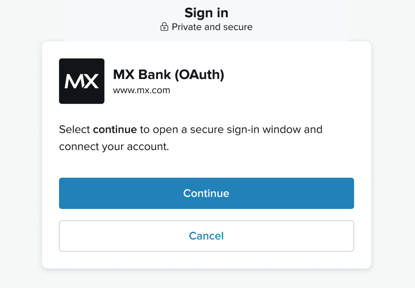 Screenshot of oauth connection screen where you select continue.  
